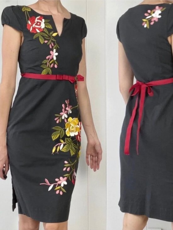 Anthropologie Dresses & Skirts - Moulinette Soeurs Anthropologie Lucillae Floral Embroidery Shift Grey Dress, 8